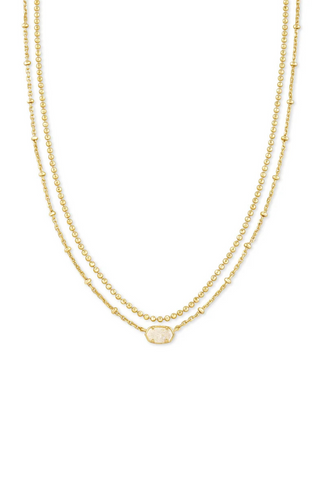 Emilie Gold Multi Strand Necklace in Iridescent Drusy