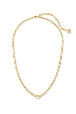 Emilie Gold Multi Strand Necklace in Iridescent Drusy