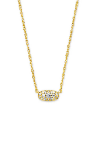 Grayson Gold Pendant Necklace in White CZ