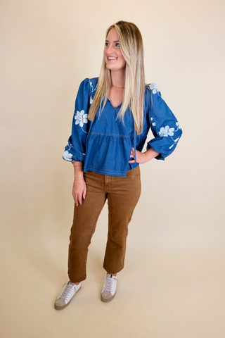 Daisies & Denim Blouse