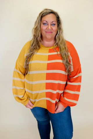 Harvest Stripes Top In Plus