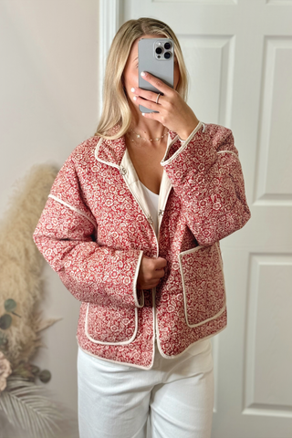 Floral quilted jacket womens best sale