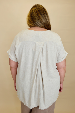 Time After Time Linen Top In Plus