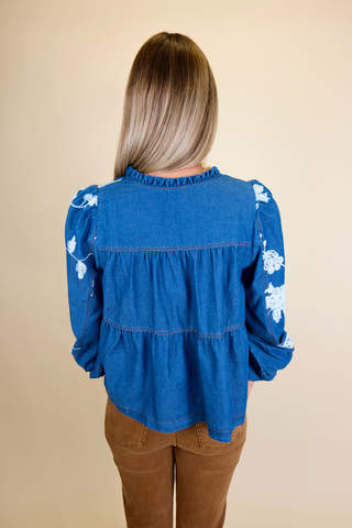 Daisies & Denim Blouse