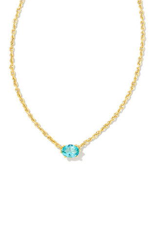 Cailin Gold Pendant Necklace in Aqua Crystal