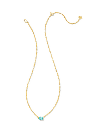 Cailin Gold Pendant Necklace in Aqua Crystal