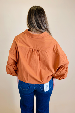 Button Down Bubble Sleeve Top