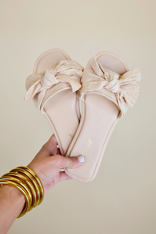 Bow Sandals - Nude