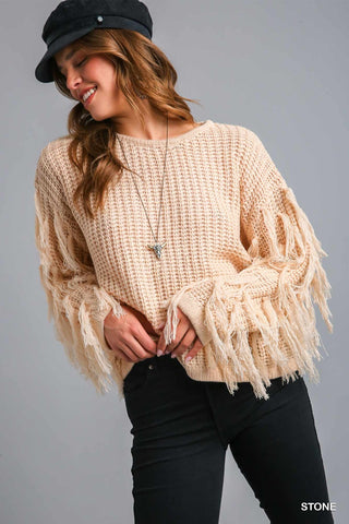 Frayed Sleeve Sweater