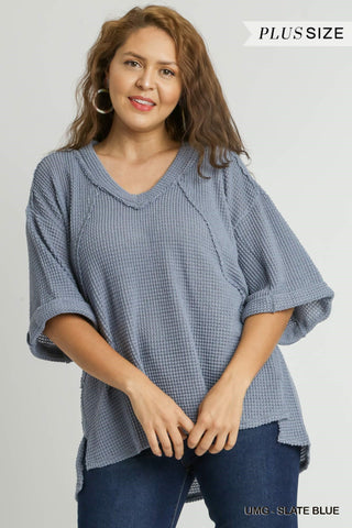 Have Some Fun Waffle Knit Top In Plus