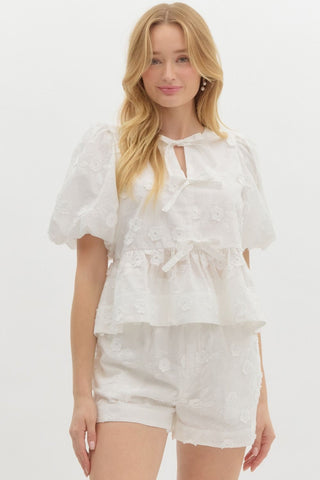 Lace & Bows Embroidered Blouse