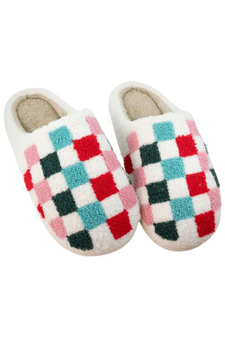 Christmas Multicolored Checkered Slippers